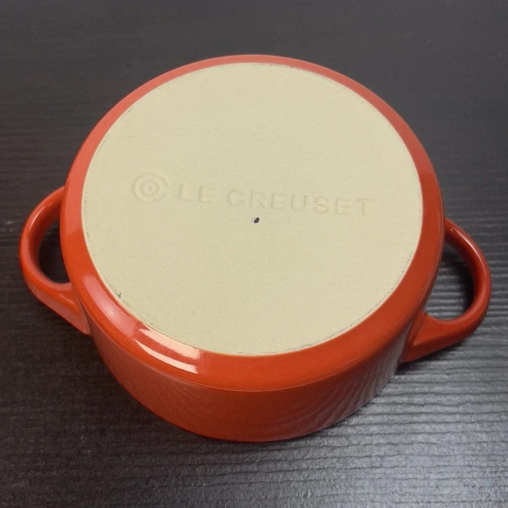 Le Creuset 2X Mini Round Cocotte 8 oz Cerise Stoneware Set of 2 w/Lids New Red